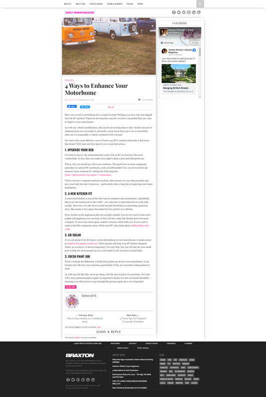 Simply Woman Lifestyle Magazine 4 Ways to Enhance Your Motorhome